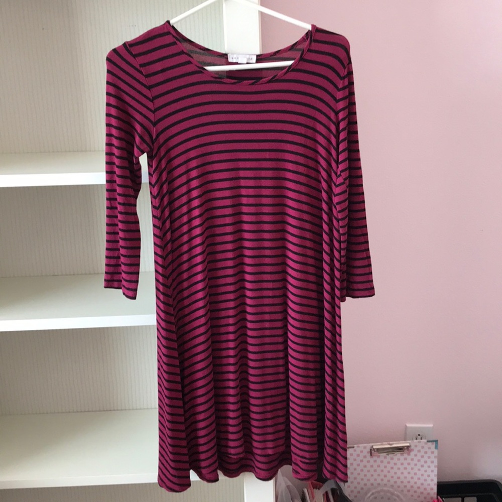 Striped Burgundy Dress